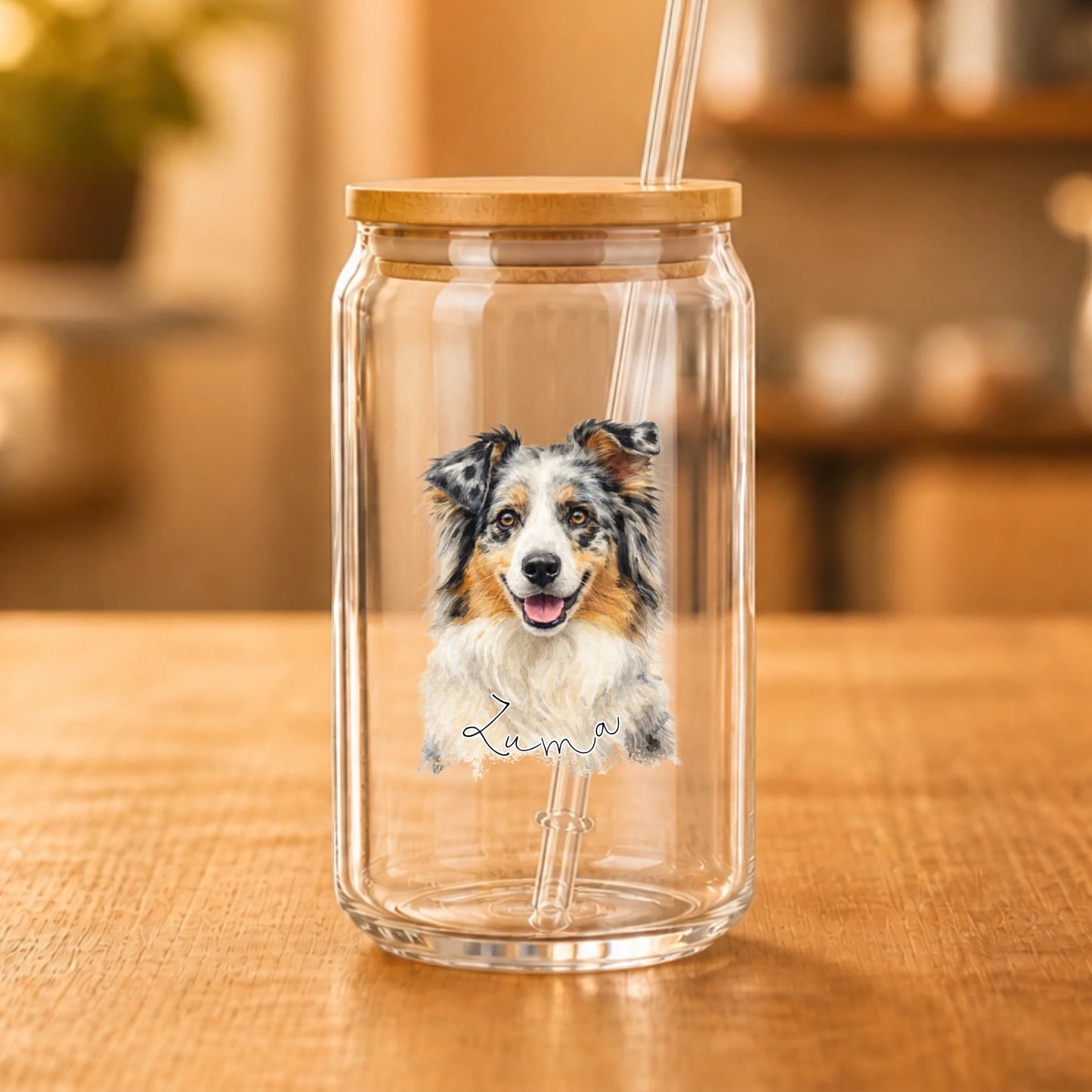 Watercolor Portrait - Personalized Sipper Glass