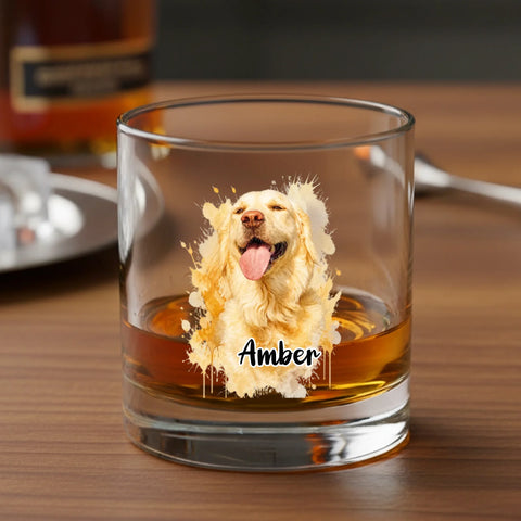 Personalized Whiskey Glass - Watercolor Realistic Portrait - Featured Image