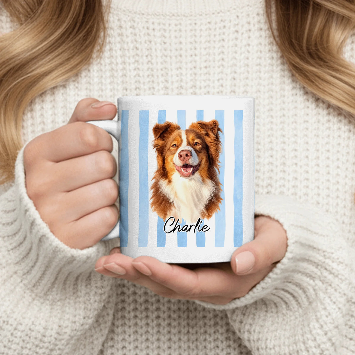 Personalized Mug - Watercolor Striped Photo