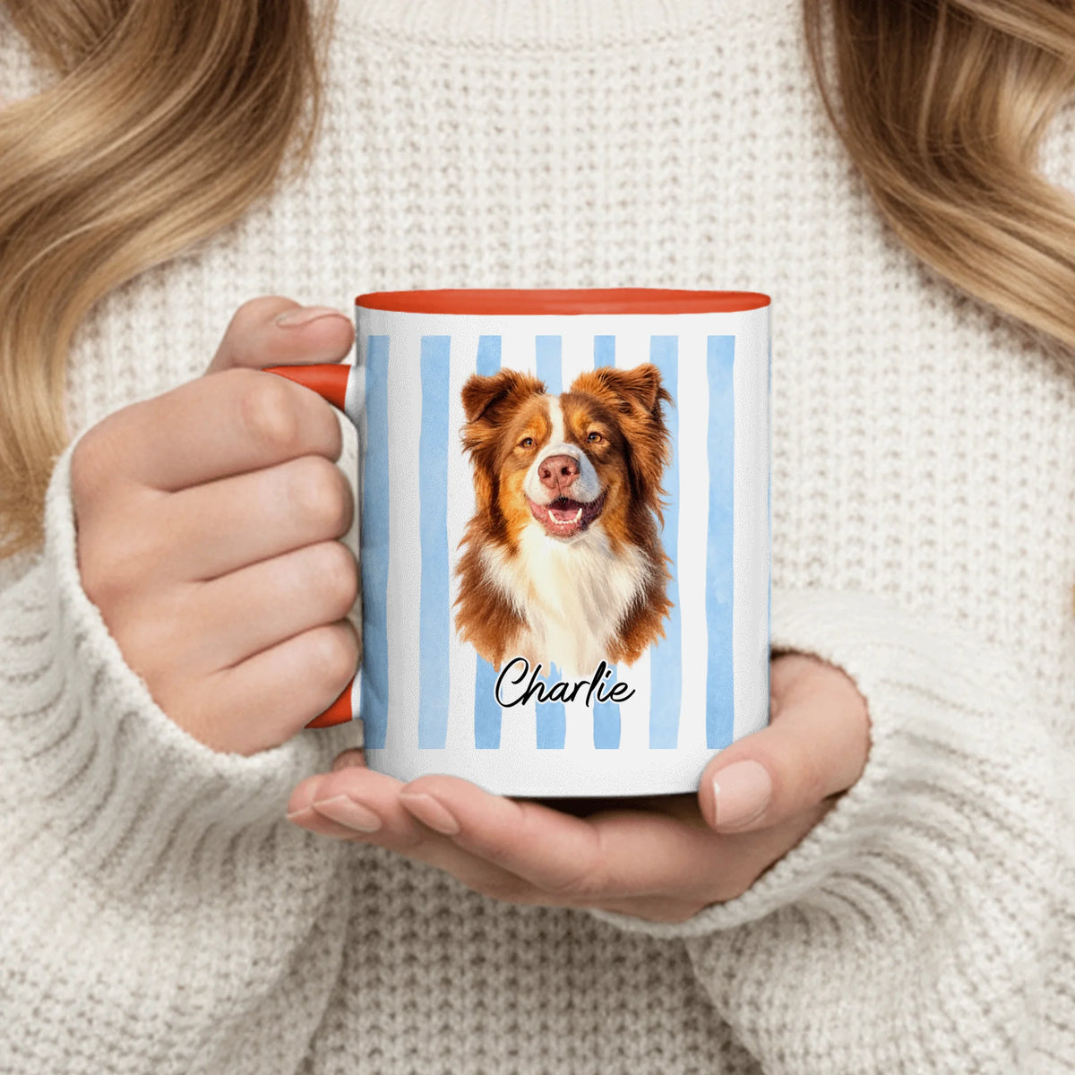 Personalized Mug - Watercolor Striped Photo