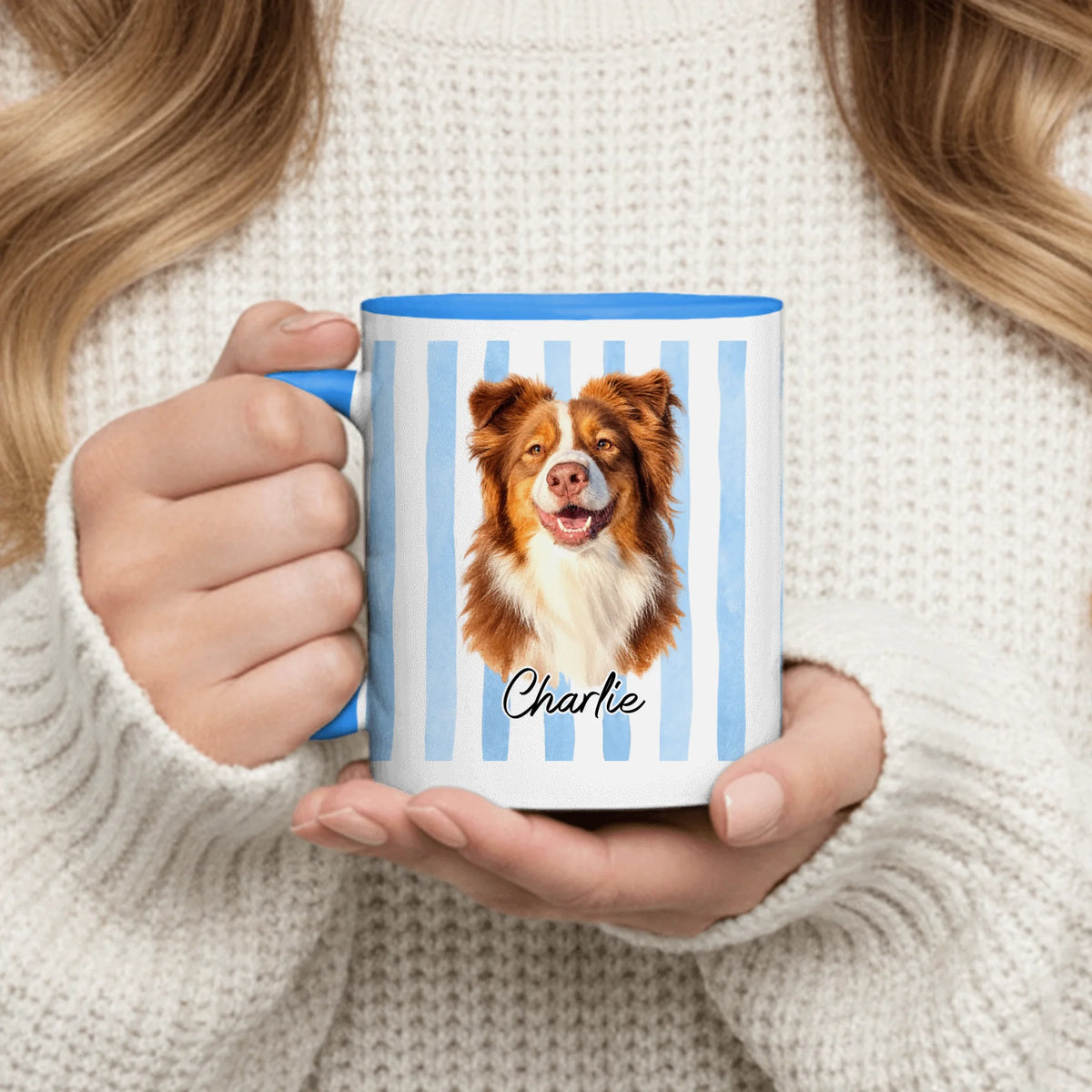 Personalized Mug - Watercolor Striped Photo