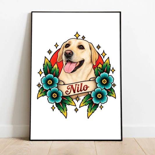 Personalized Poster - Tattoo-Style Pet Portrait