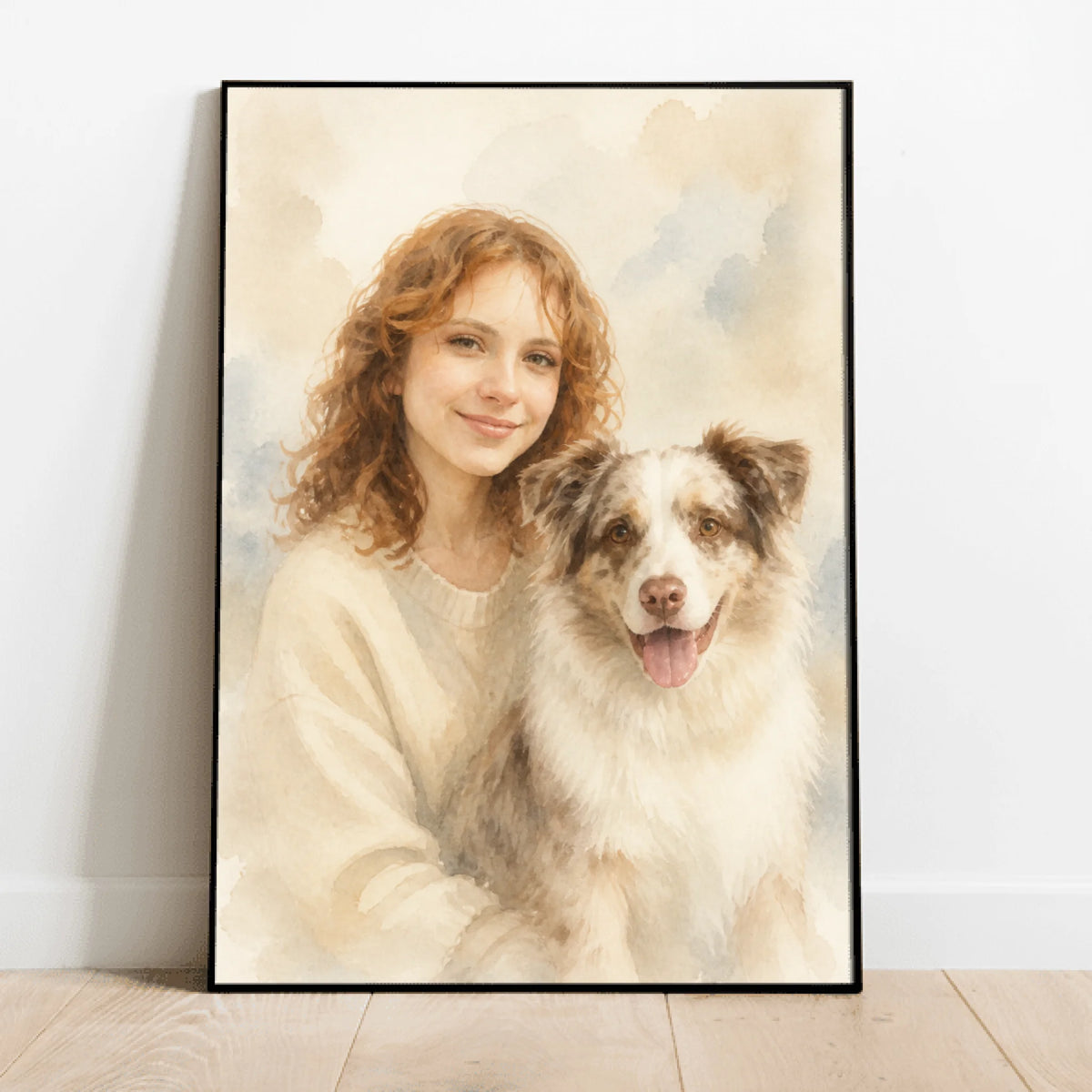 Personalized Poster - Pet & Owner Watercolor Portrait