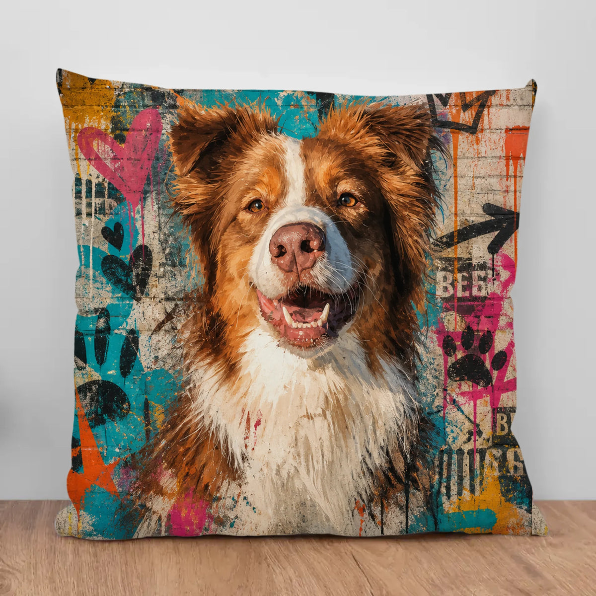 Personalized Pillow - Graffiti Mural Portrait