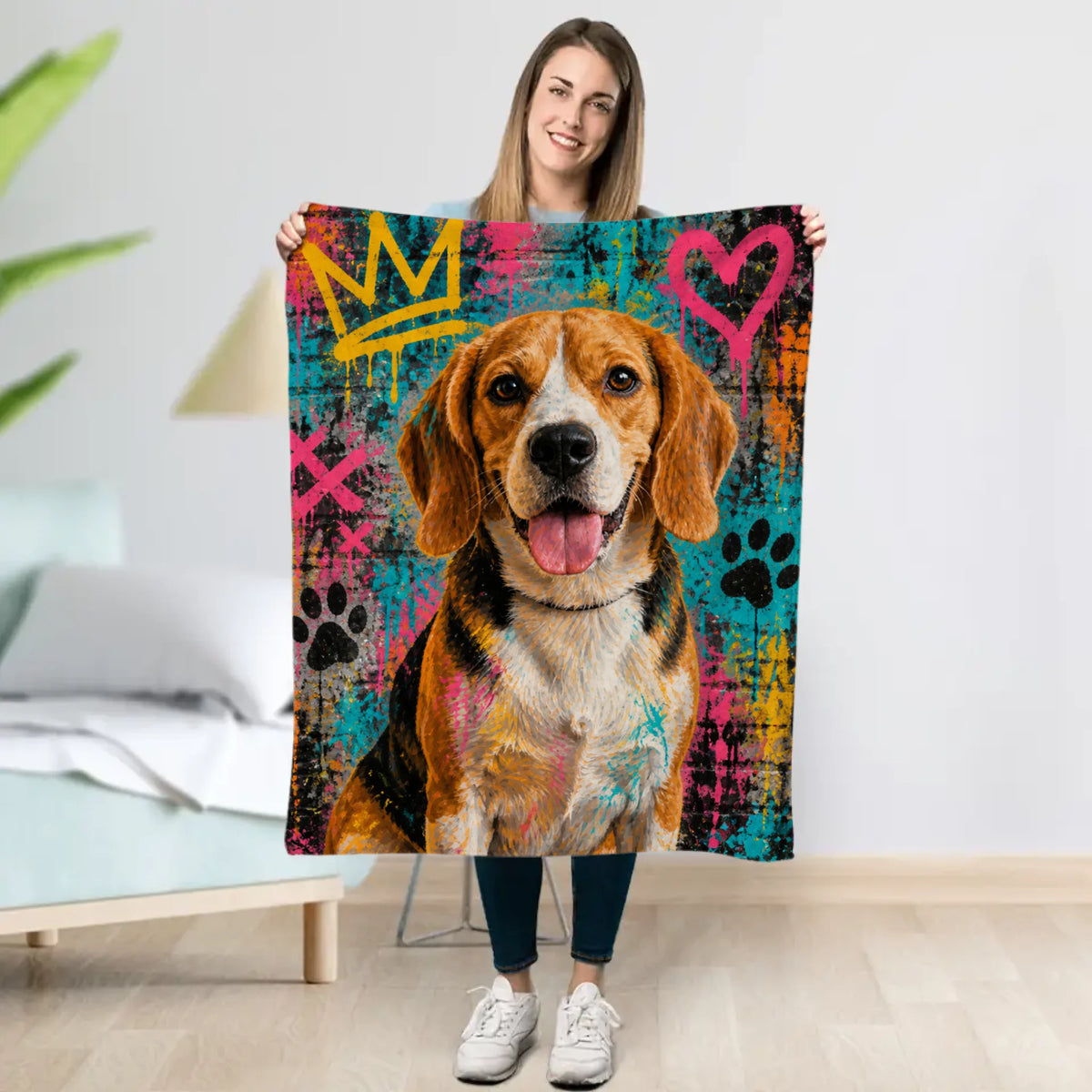 Personalized Blanket - Graffiti Mural Portrait