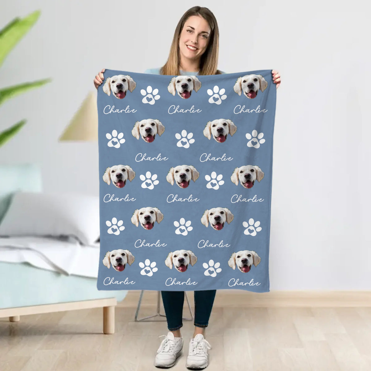 Personalized Blanket - Pet heads with Paws