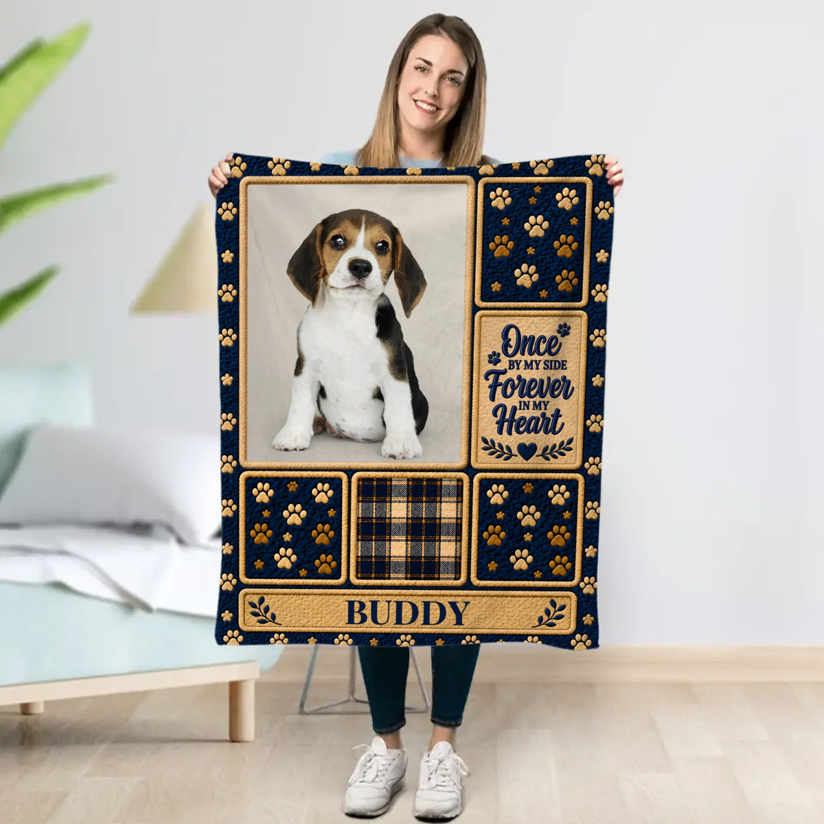Personalized Blanket - Paw Print Photo