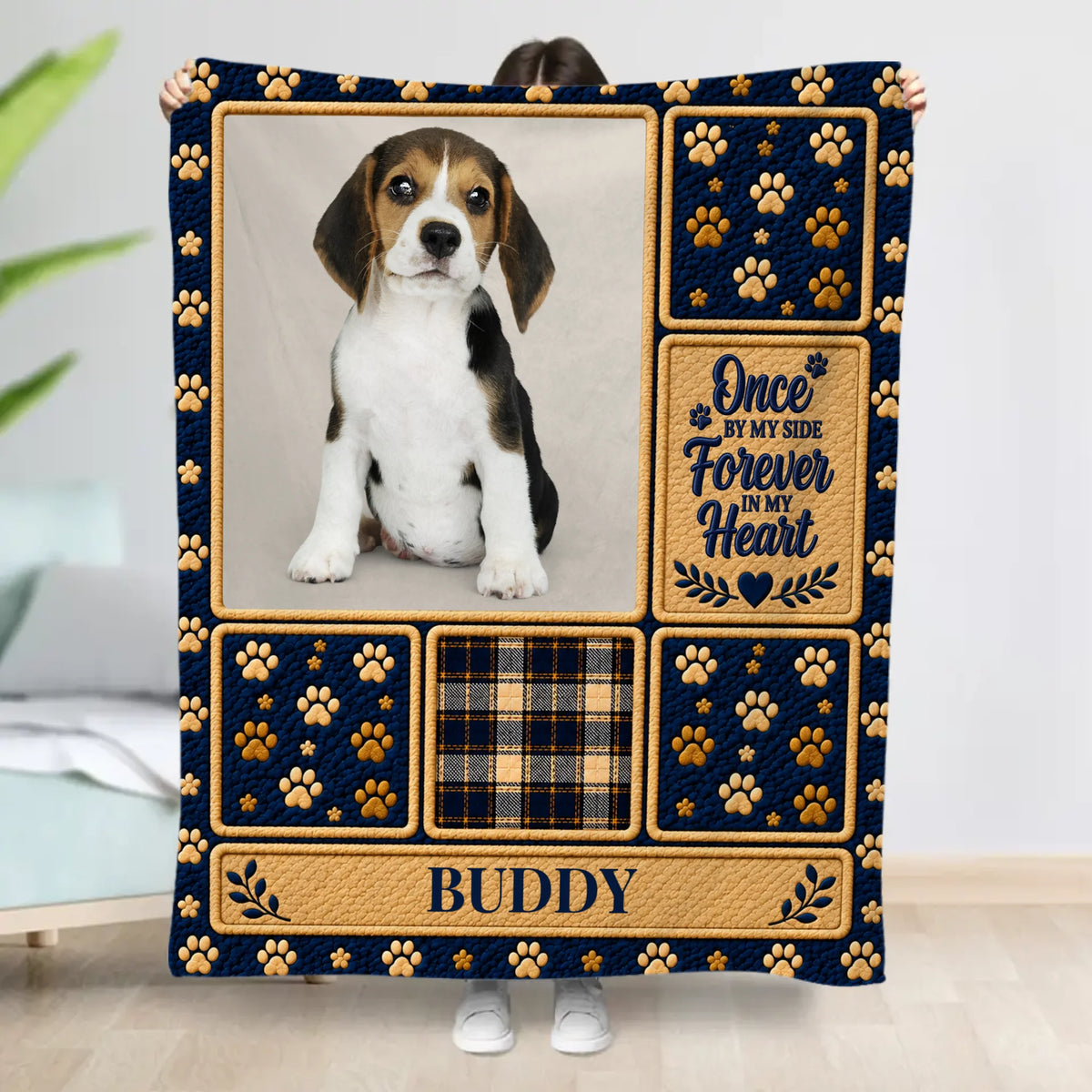 Personalized Blanket - Paw Print Photo