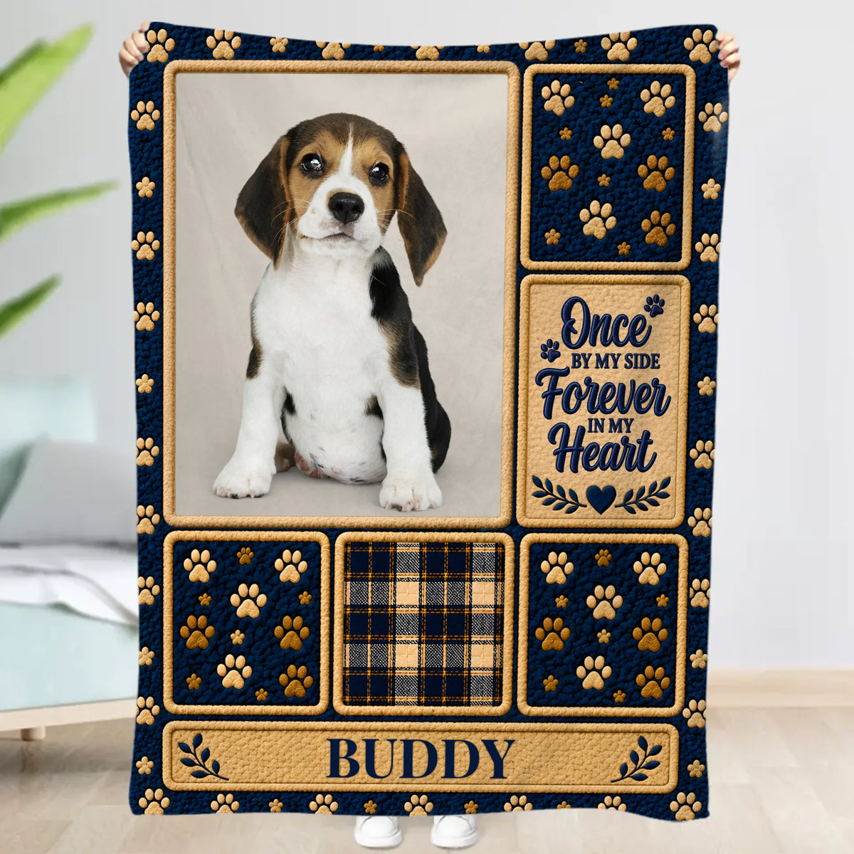 Personalized Blanket - Paw Print Photo
