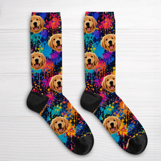 Personalized Socks - Neon Splash Portrait