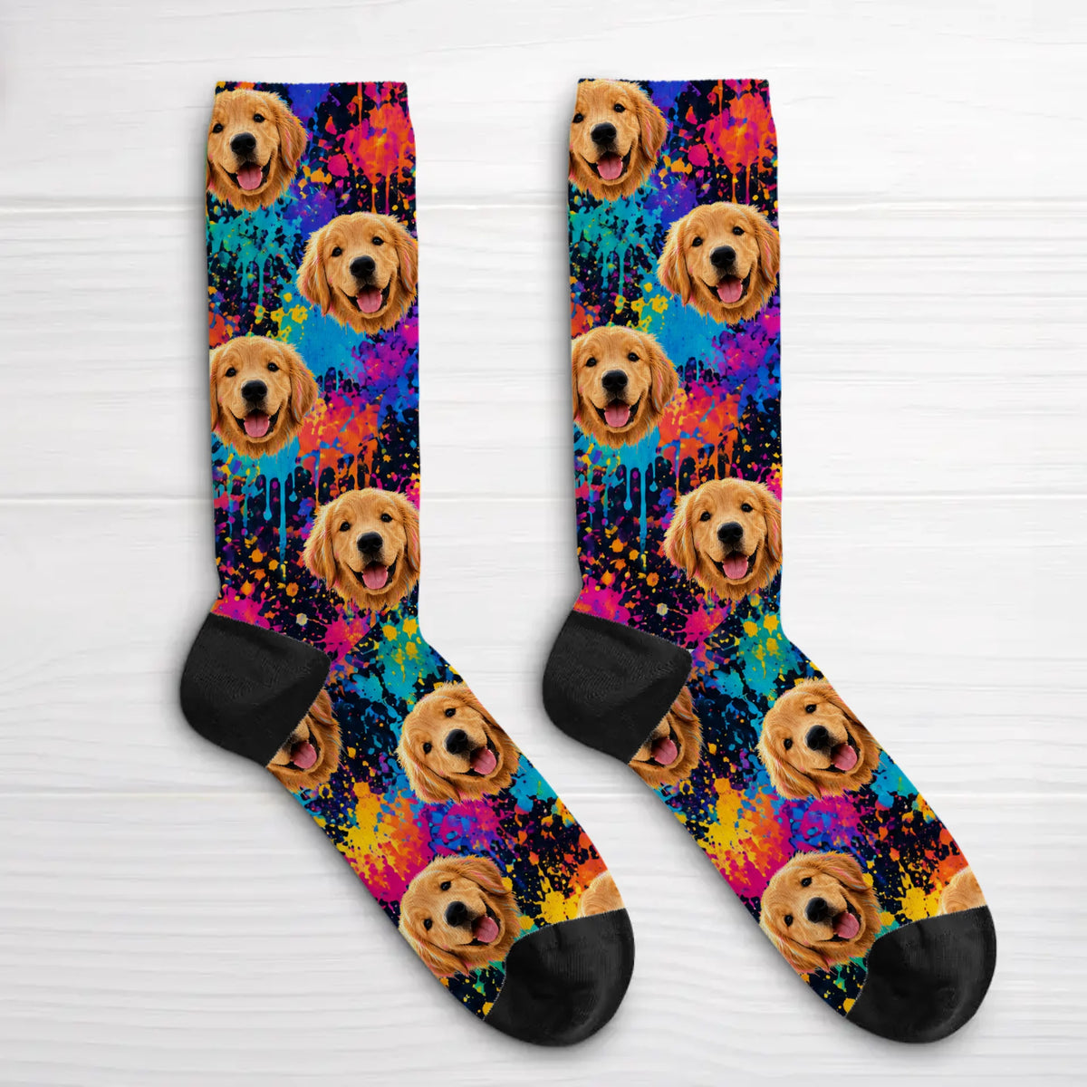 Personalized Socks - Neon Splash Portrait