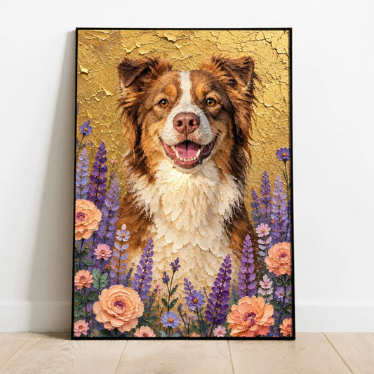 Personalized Poster - Impasto Oil Painting Floral Pet Portrait