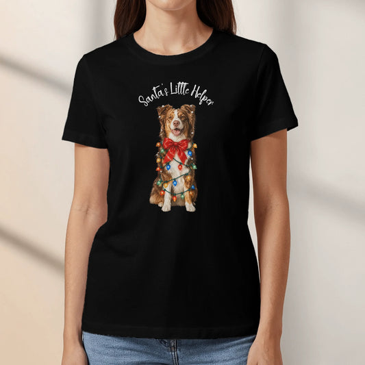 Personalized T-Shirt - Cartoon Christmas Santa's Little Helper Springer Spaniel