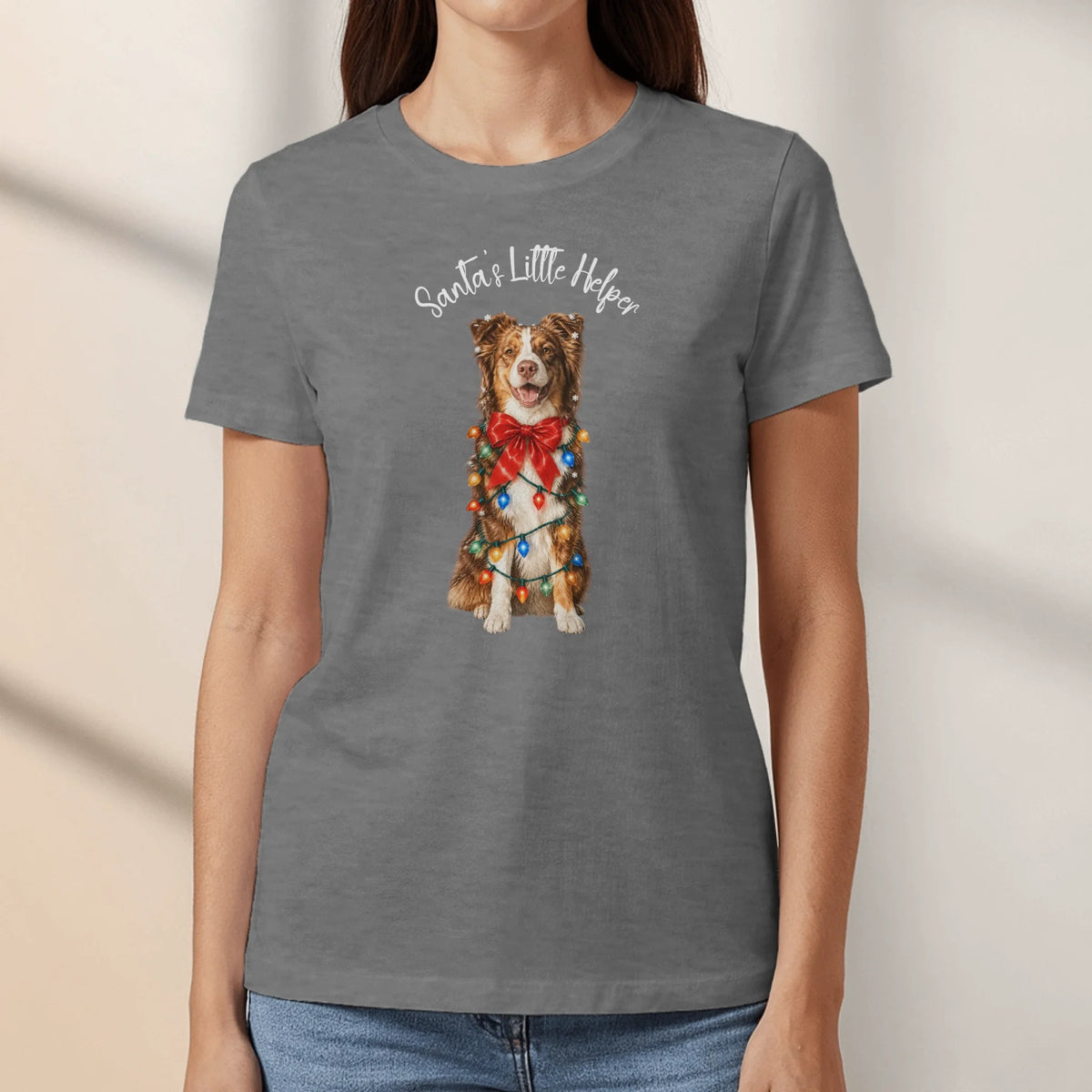 Personalized T-Shirt - Cartoon Christmas Santa's Little Helper Springer Spaniel