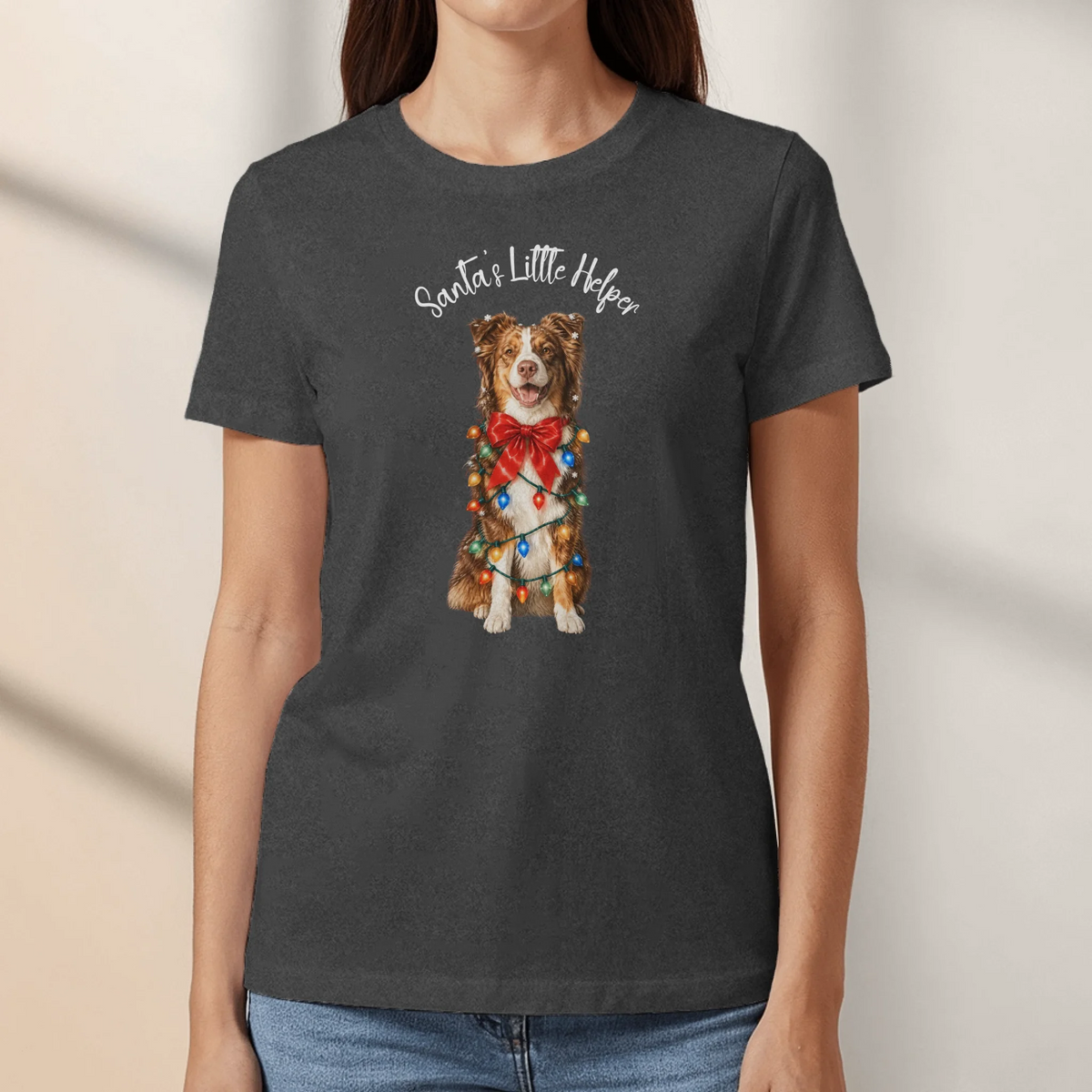 Personalized T-Shirt - Cartoon Christmas Santa's Little Helper Springer Spaniel