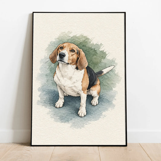 Personalized Poster - Framed Watercolor Dog Painting