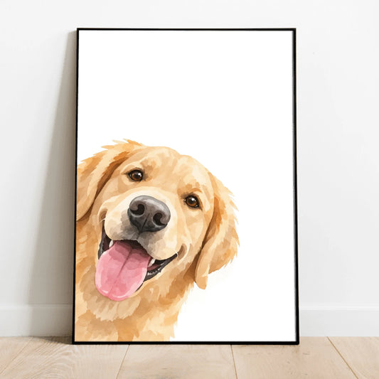 Personalized Poster - Watercolor Peekaboo Dog