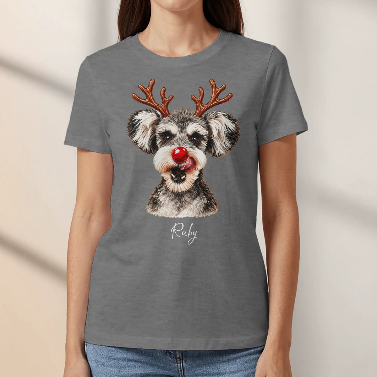 Personalized T-Shirt - Cartoon Christmas Dog Lover Holiday