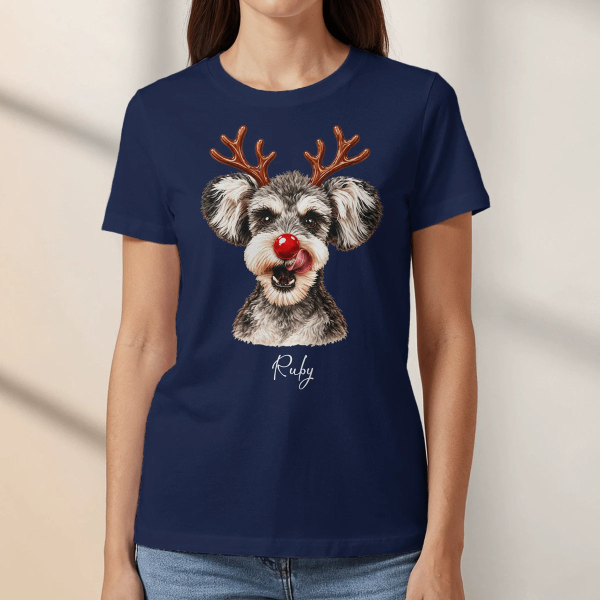 Personalized T-Shirt - Cartoon Christmas Dog Lover Holiday