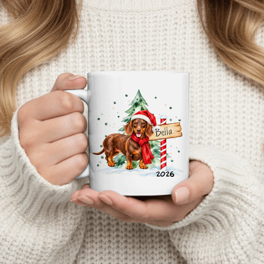 Personalized Mug - Watercolor Christmas Tree Pet