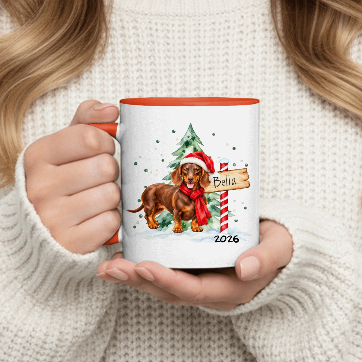 Personalized Mug - Watercolor Christmas Tree Pet
