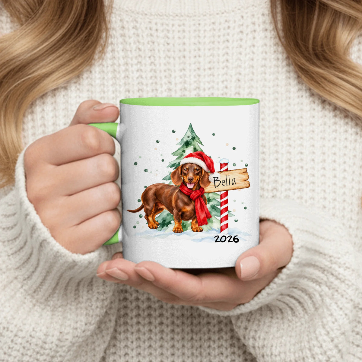 Personalized Mug - Watercolor Christmas Tree Pet
