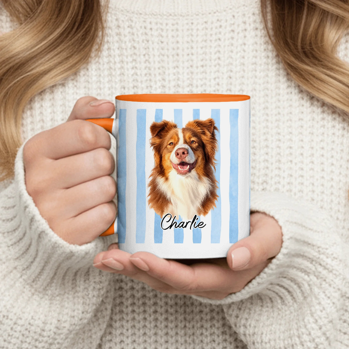 Personalized Mug - Watercolor Striped Photo
