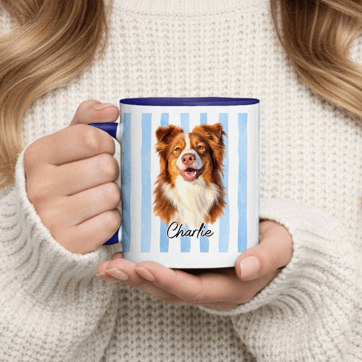 Personalized Mug - Watercolor Striped Photo