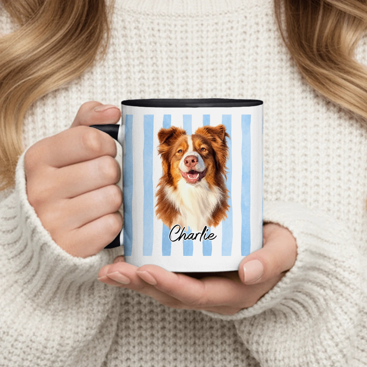 Personalized Mug - Watercolor Striped Photo
