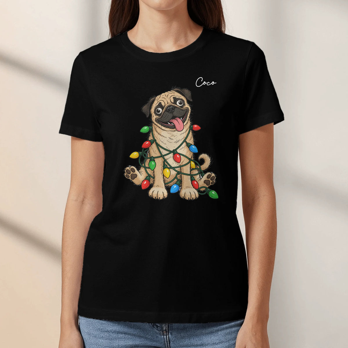 Personalized T-Shirt - Cartoon Christmas Silly Dog Face
