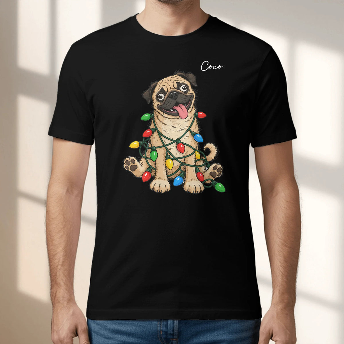 Personalized T-Shirt - Cartoon Christmas Silly Dog Face