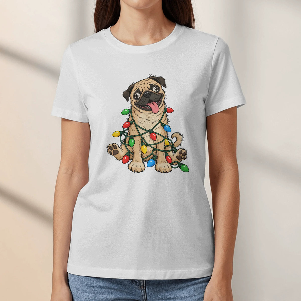 Personalized T-Shirt - Cartoon Christmas Silly Dog Face