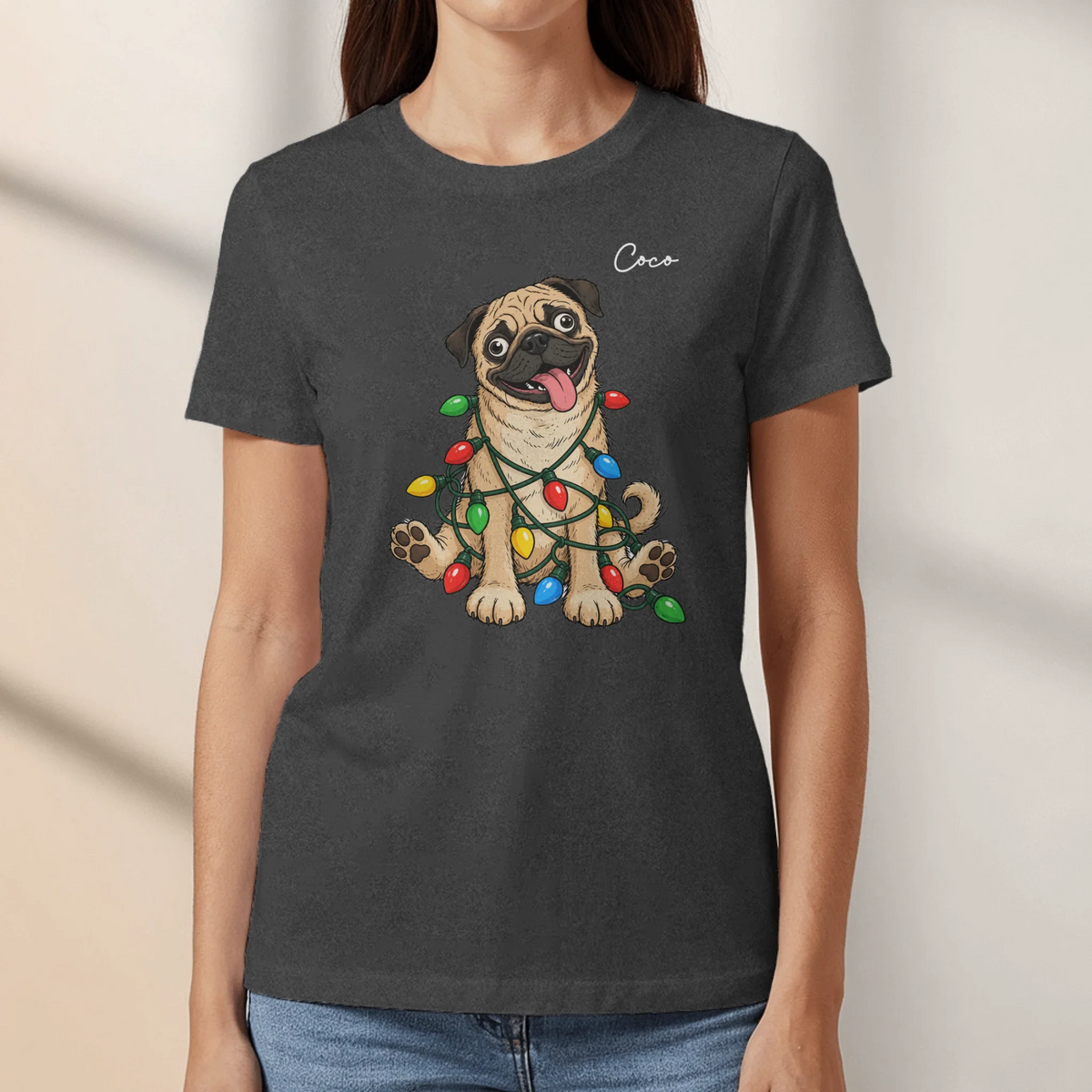 Personalized T-Shirt - Cartoon Christmas Silly Dog Face