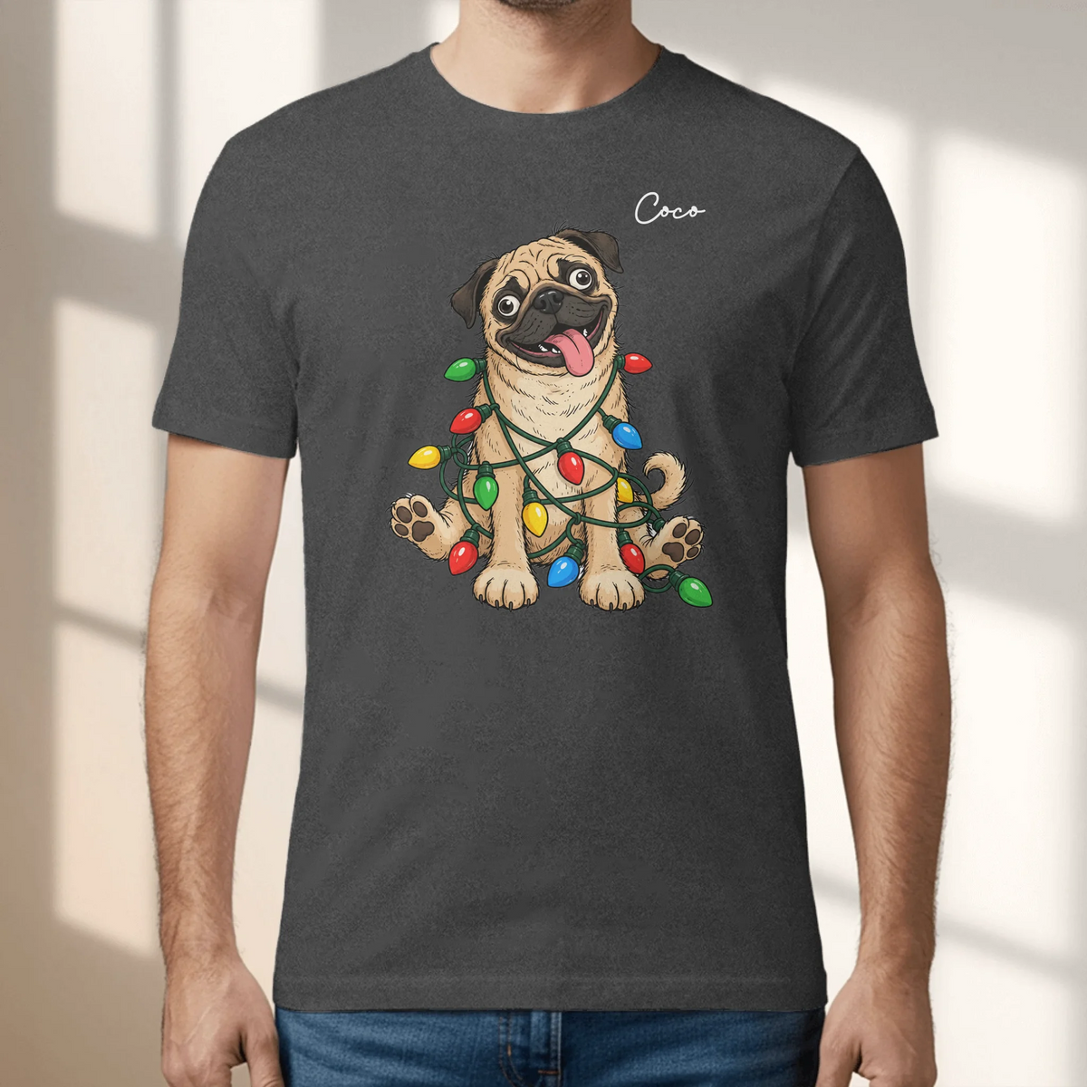 Personalized T-Shirt - Cartoon Christmas Silly Dog Face