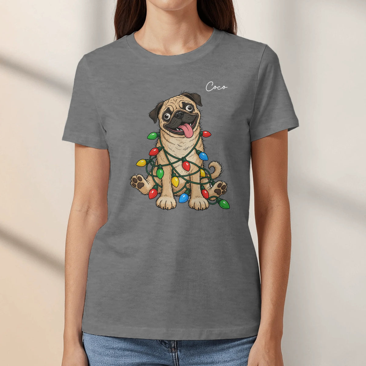 Personalized T-Shirt - Cartoon Christmas Silly Dog Face