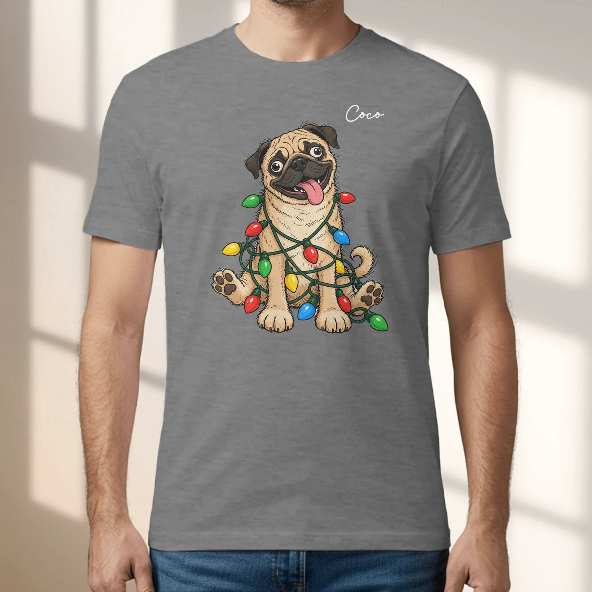 Personalized T-Shirt - Cartoon Christmas Silly Dog Face