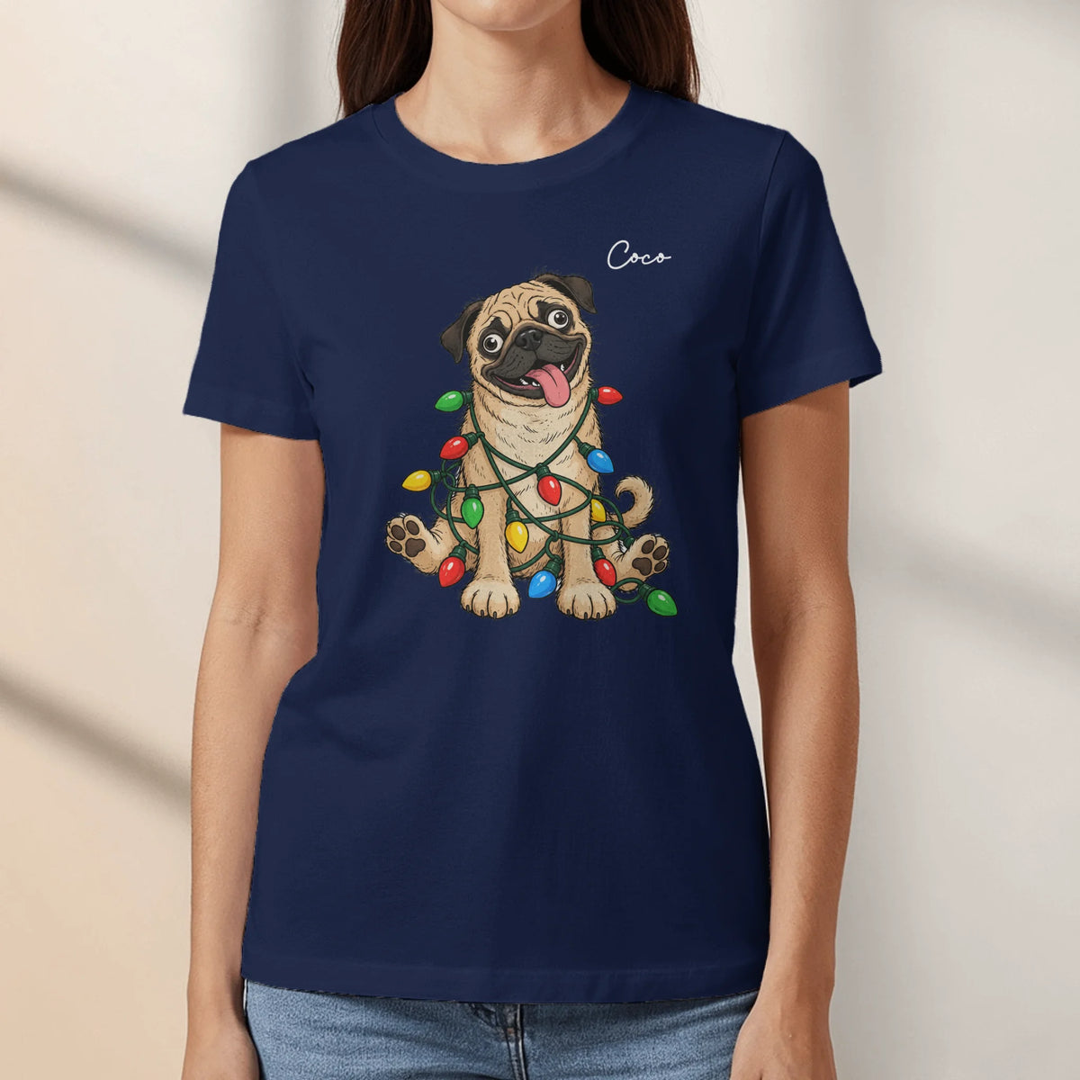 Personalized T-Shirt - Cartoon Christmas Silly Dog Face