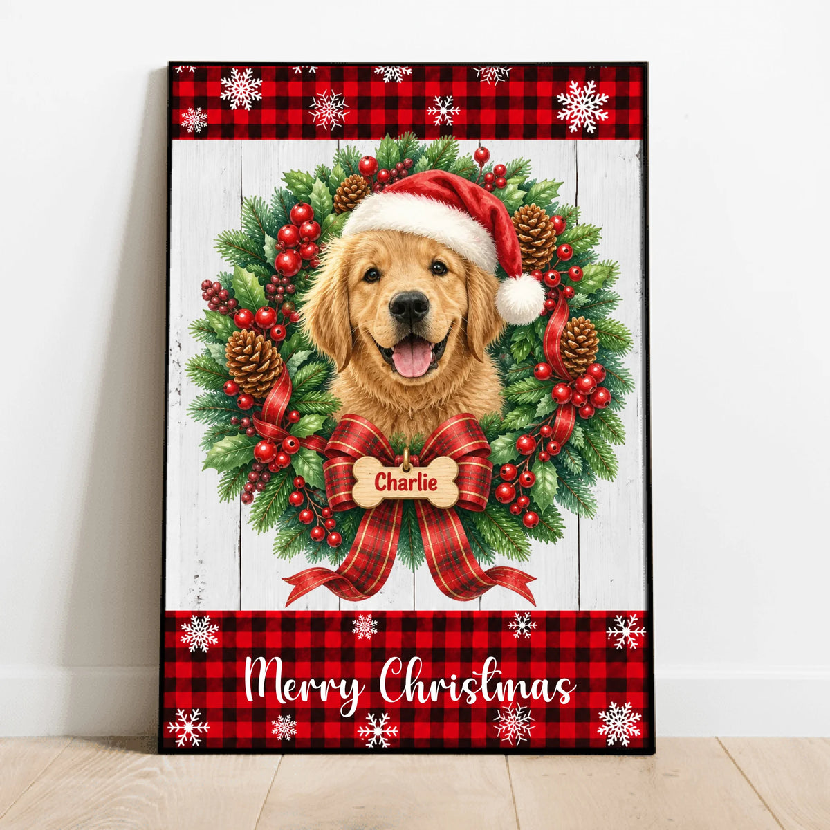 Personalized Poster - Wreath Christmas Pet