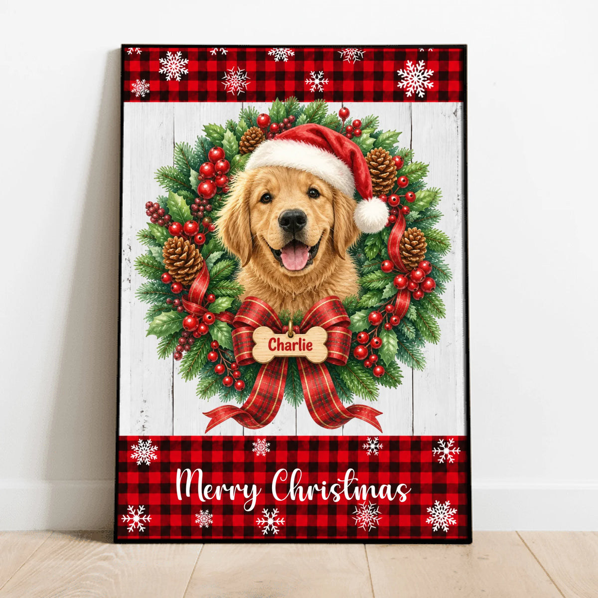 Personalized Poster - Wreath Christmas Pet