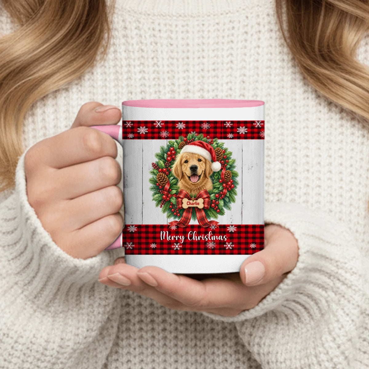 Personalized Mug - Wreath Christmas Pet