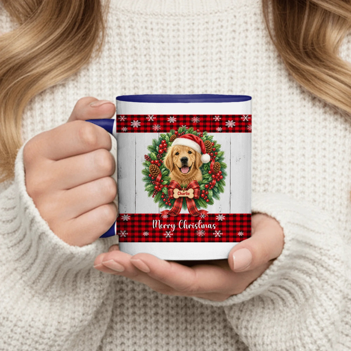 Personalized Mug - Wreath Christmas Pet