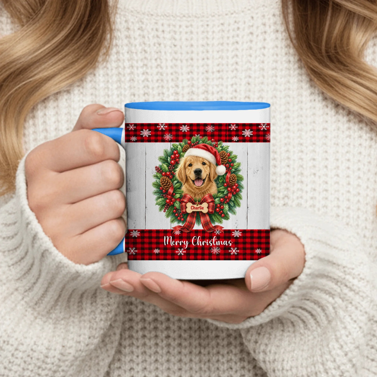 Personalized Mug - Wreath Christmas Pet