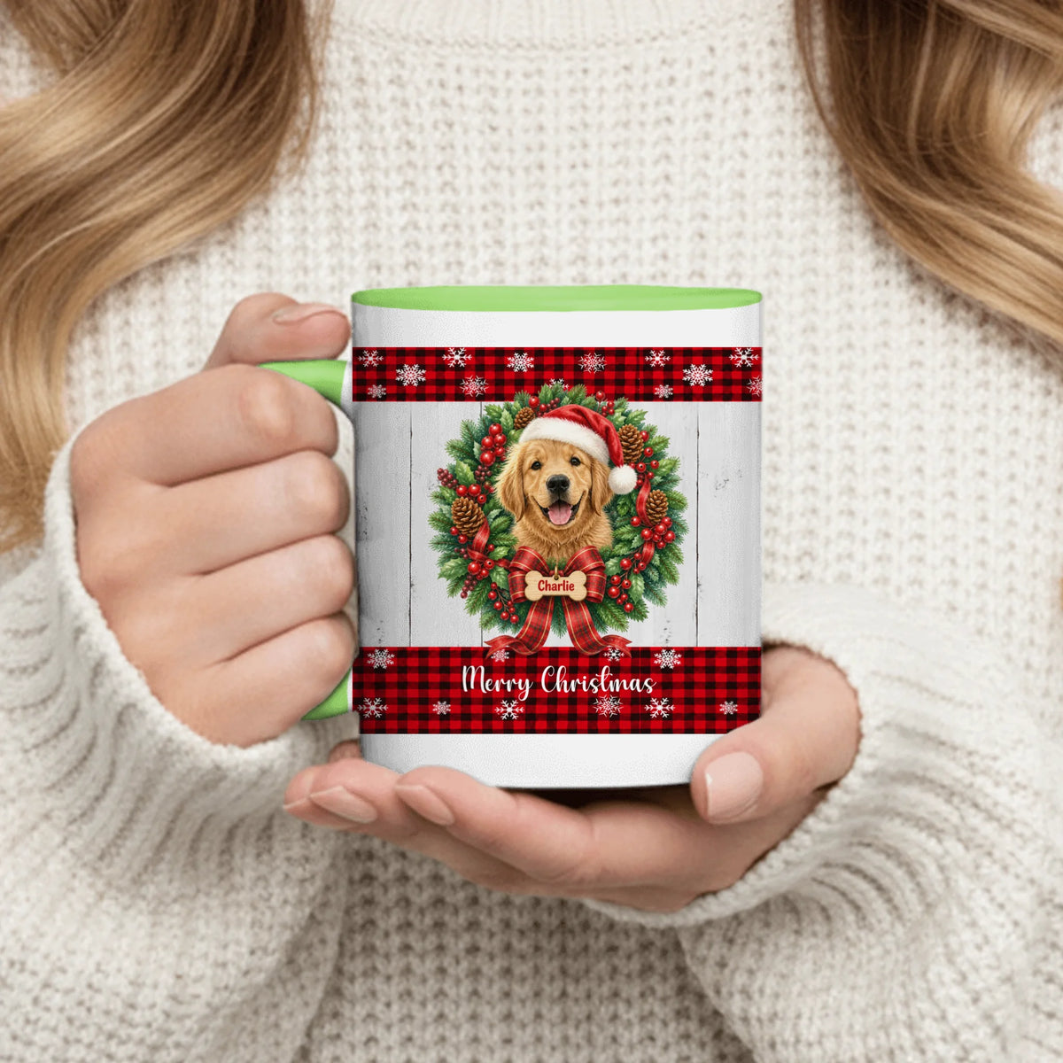 Personalized Mug - Wreath Christmas Pet
