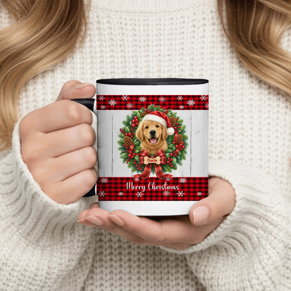 Personalized Mug - Wreath Christmas Pet