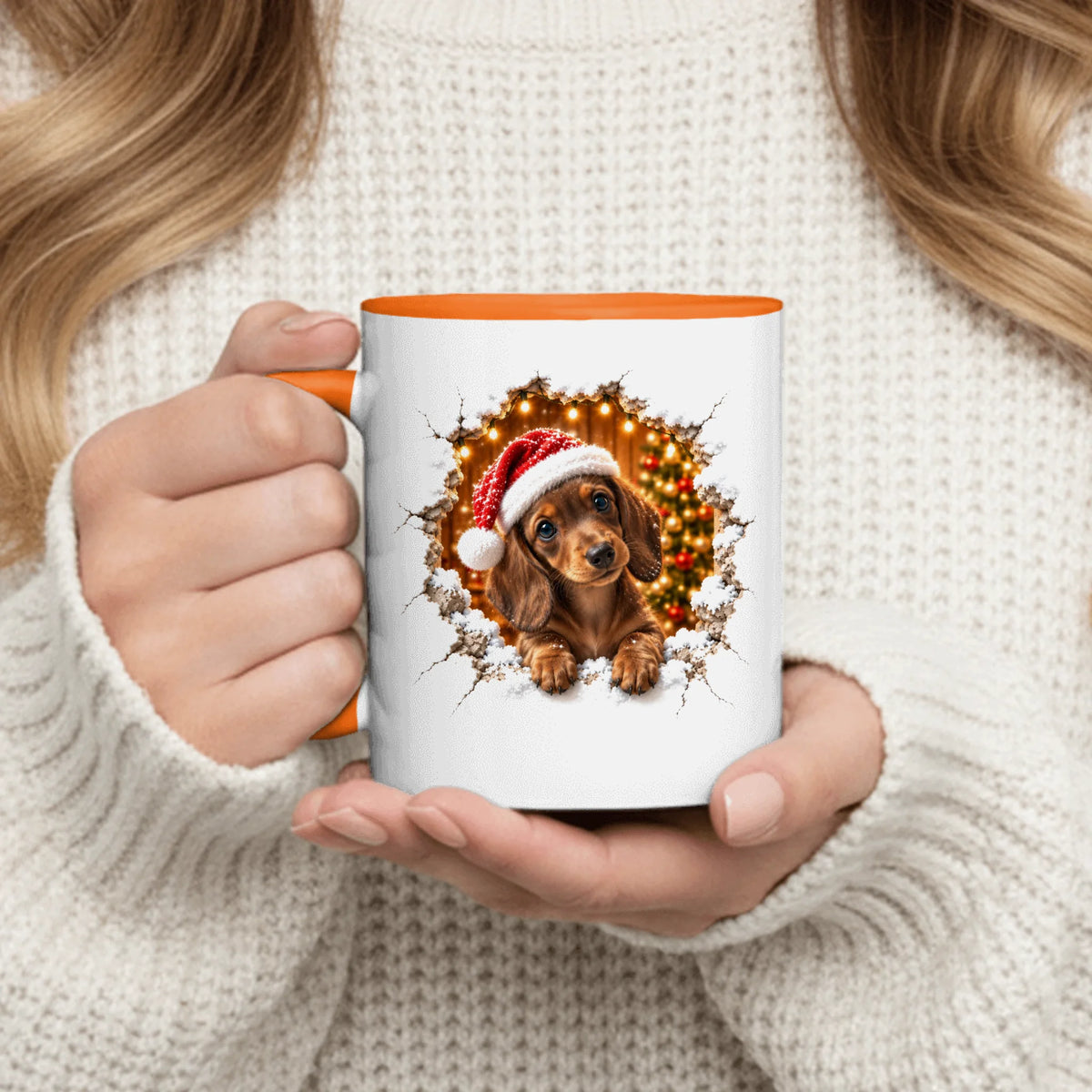 Personalized Mug - 3D Effect Christmas Cracked Wall
