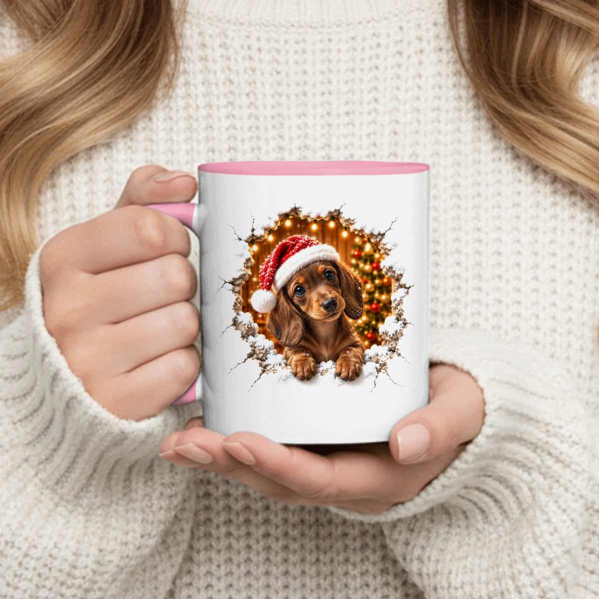 Personalized Mug - 3D Effect Christmas Cracked Wall
