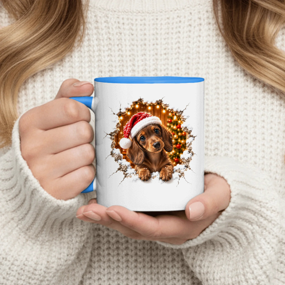 Personalized Mug - 3D Effect Christmas Cracked Wall