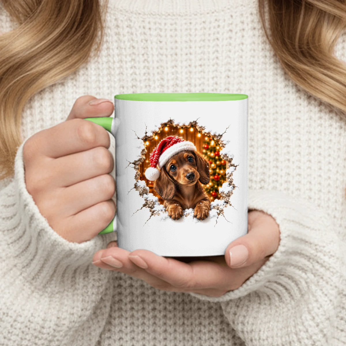 Personalized Mug - 3D Effect Christmas Cracked Wall