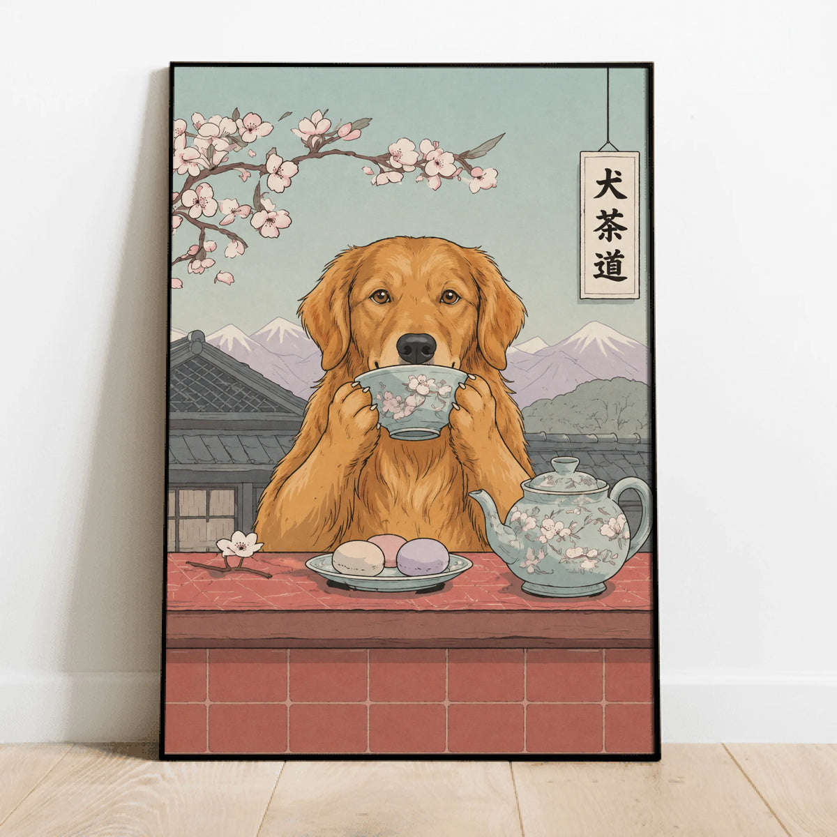 Personalized Poster - Asian Ink Painting Tea Time Pet
