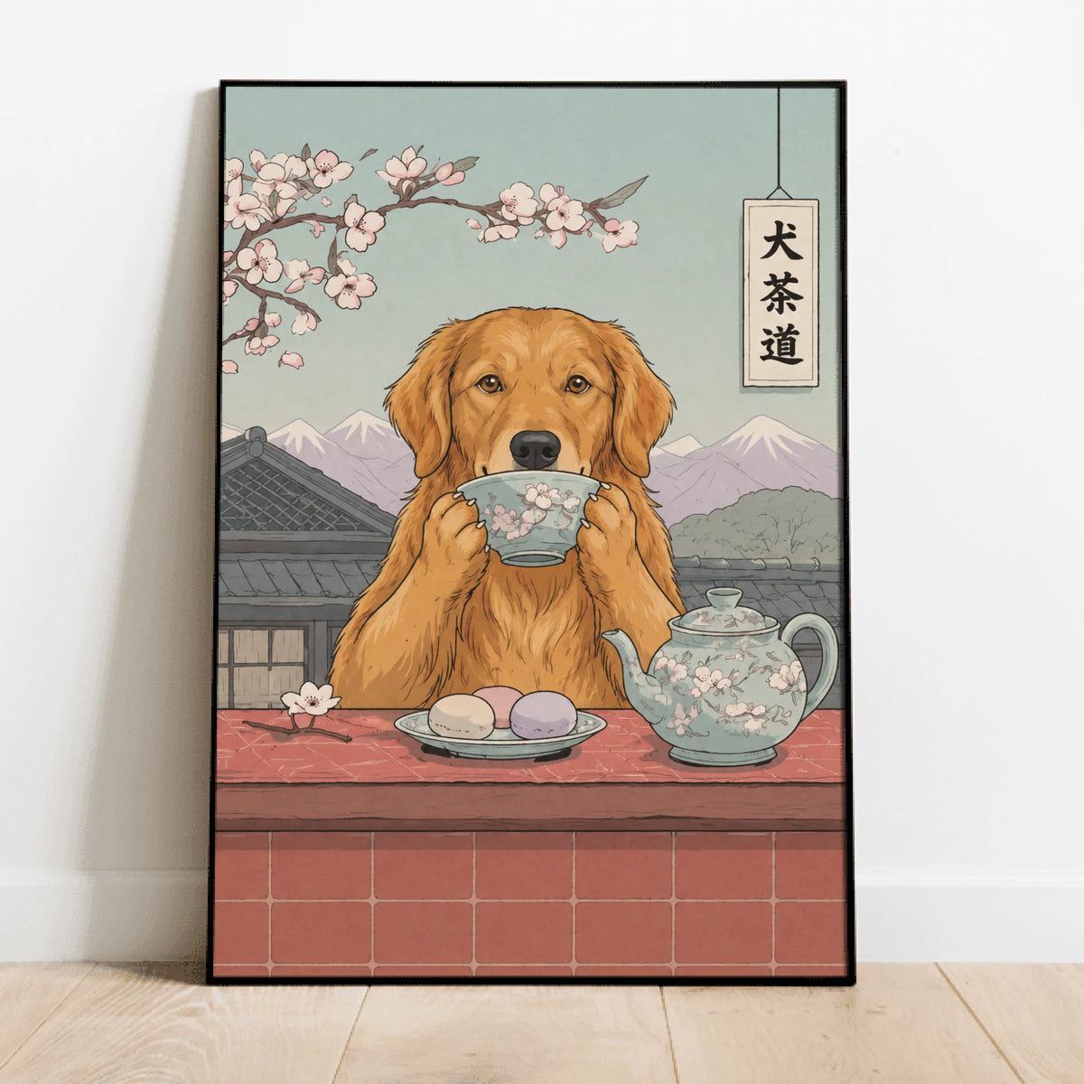 Personalized Poster - Asian Ink Painting Tea Time Pet
